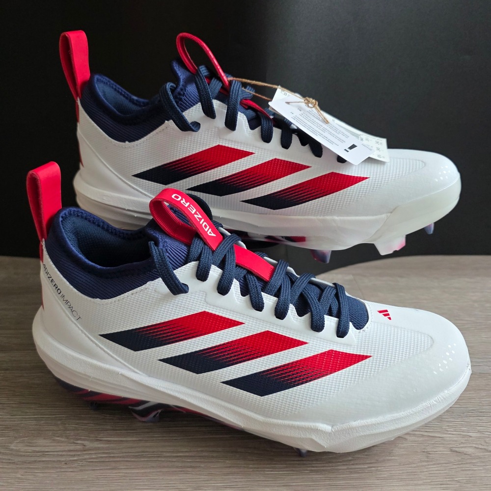 Adidas Adizero Impact TPU 2.0 USA Baseball Cleats White Red Blue KK1074 Mens 6.5